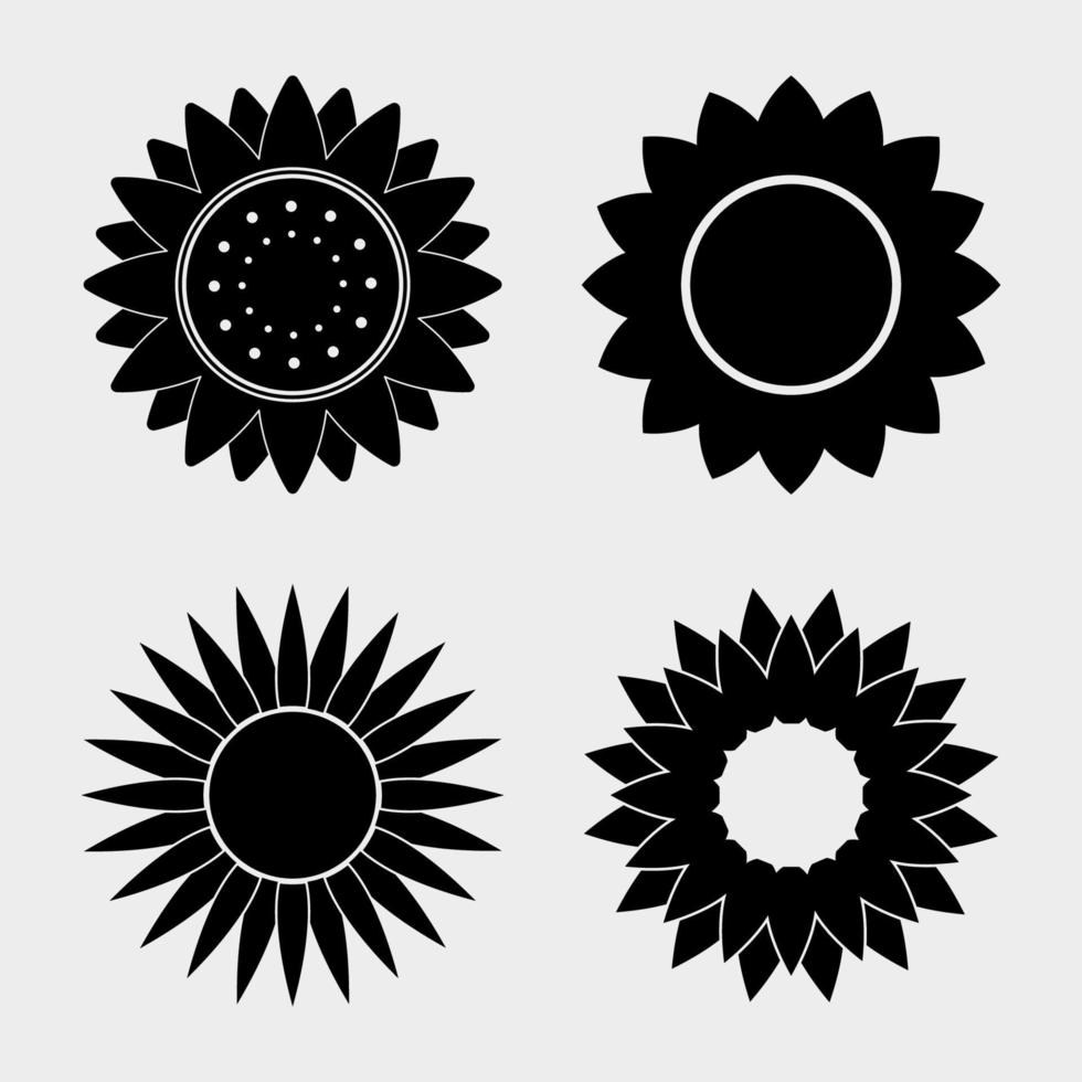 Sunflower set illustrated on white background vector