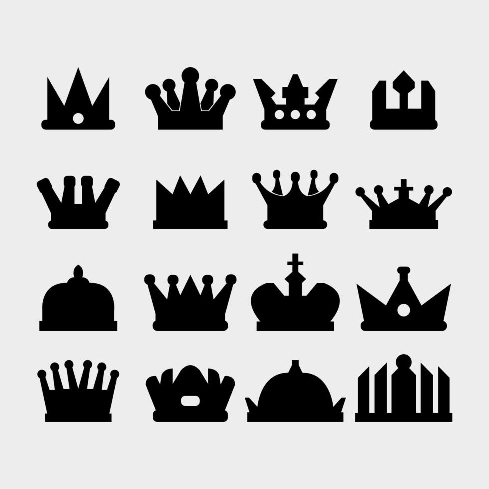 Set of crowns illustrated on a white background vector