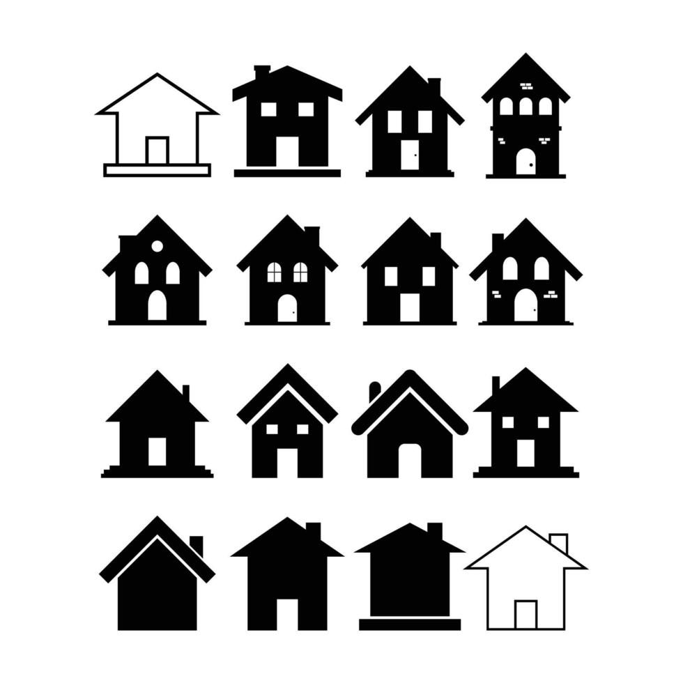 conjunto de casa ilustrada sobre fondo blanco vector