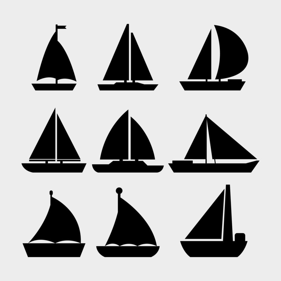 Conjunto de veleros ilustrados sobre un fondo blanco. vector