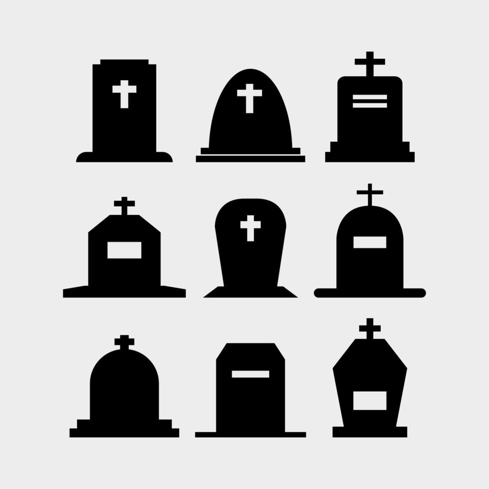 Set of illustrated gravestones on white background vector