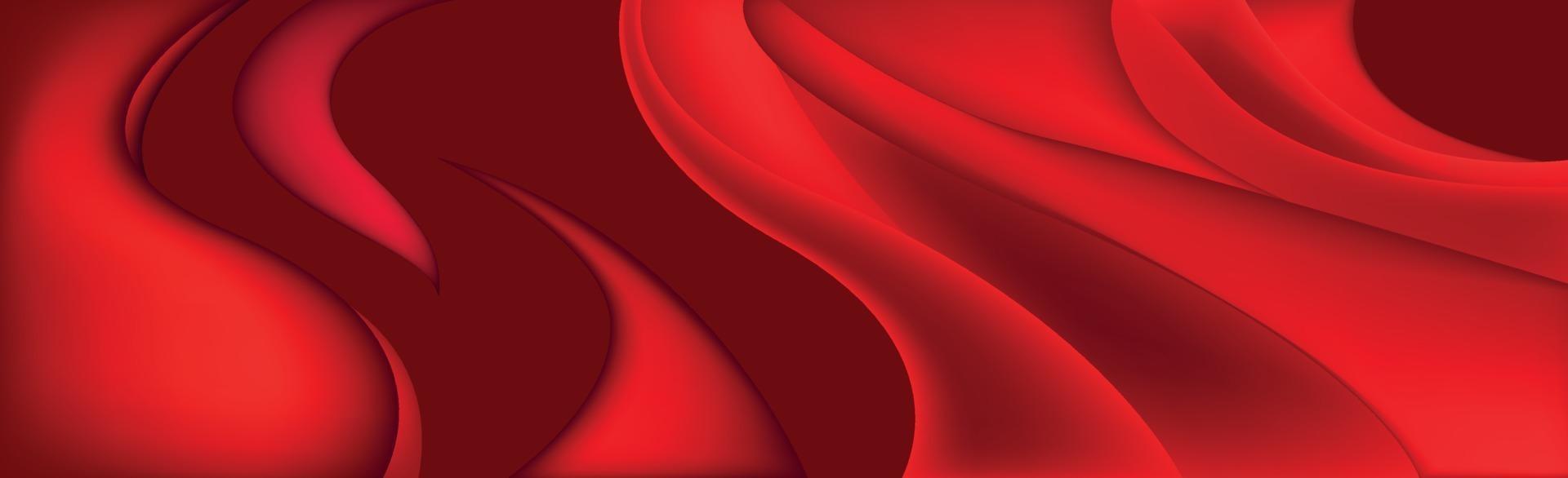 Volumetric lines on a red background - panoramic Vector background
