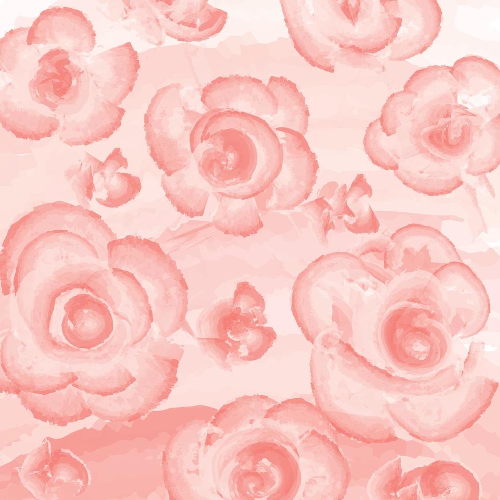realista pintado acuarela flores rosa fondo abstracto - vector