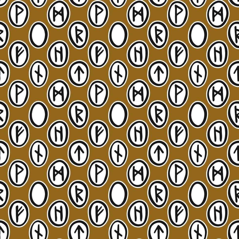 Scandinavian magic runes Halloween witchcraft Ink seamless pattern vector