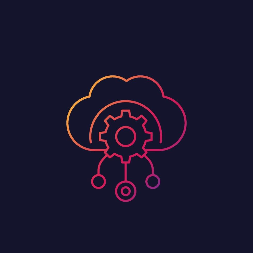 Cloud storage settings line icon vector