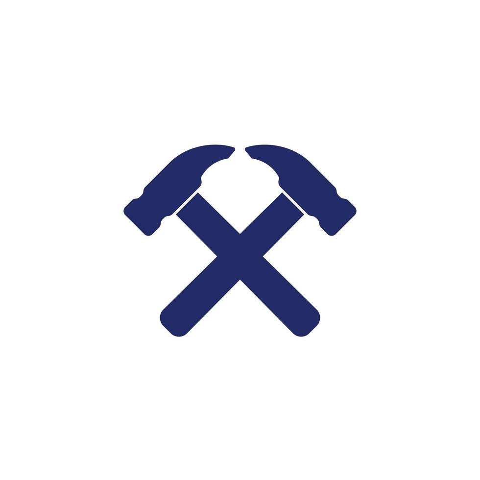 carpenter icon with crossed hammers vector