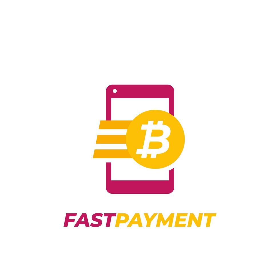 bitcoin payment, fast money transfer icon vector