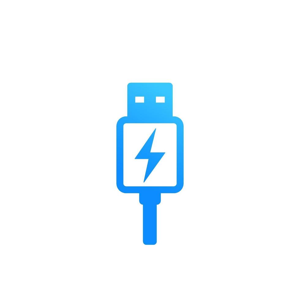 usb charging plug vector icon on white