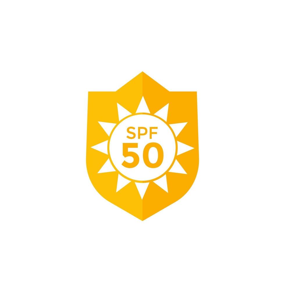 uv, icono de protección solar spf 50 en blanco vector