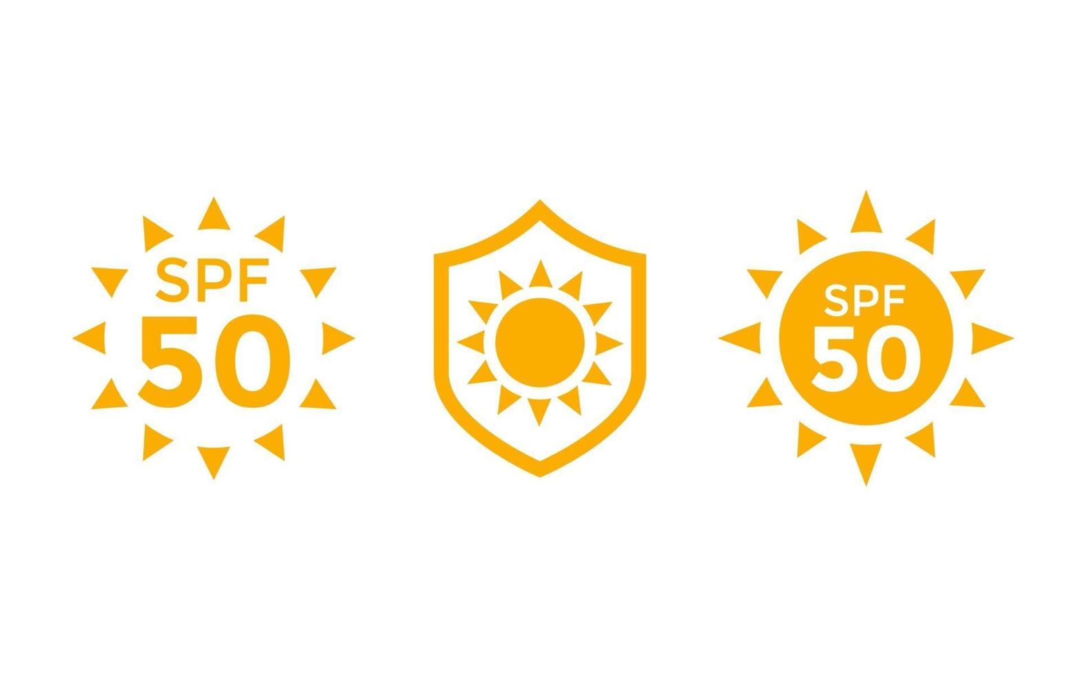 UV, sun protection, SPF 50 vector icons on white