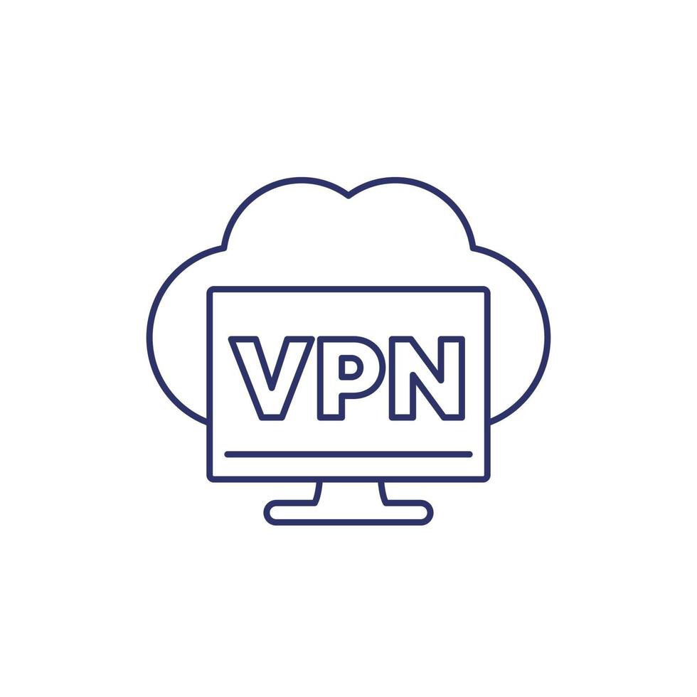 VPN service line icon on white vector