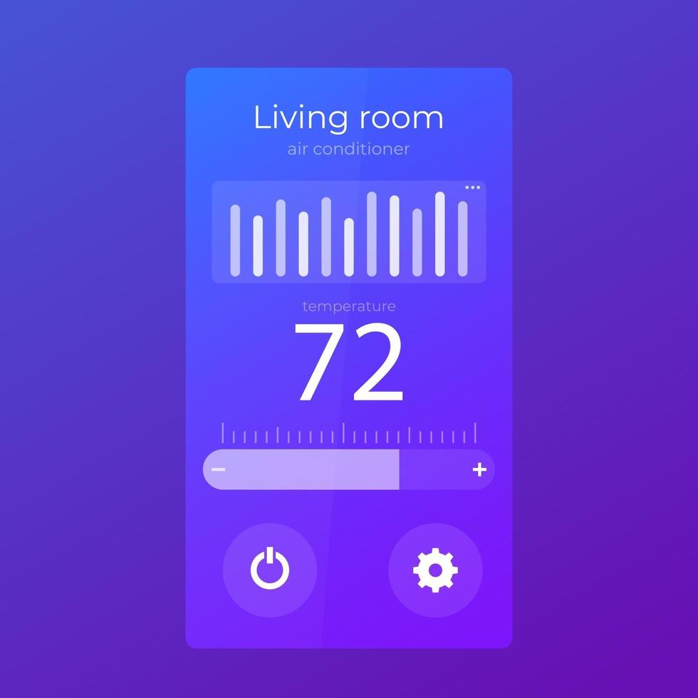 thermostat app mobile ui design, vector template