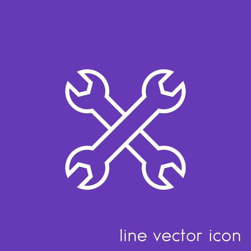 crossed wrenches icon, tools, repair service linear vector pictogram