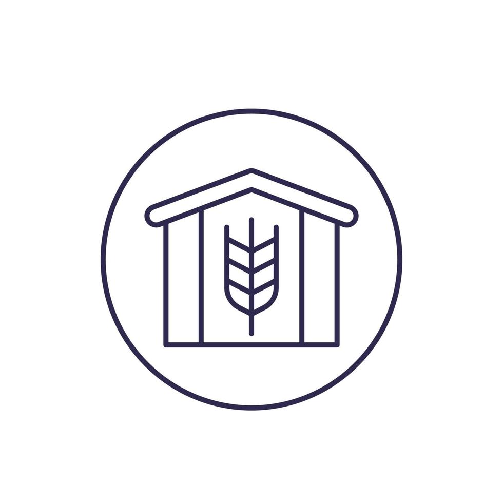 barn with wheat line icon vector
