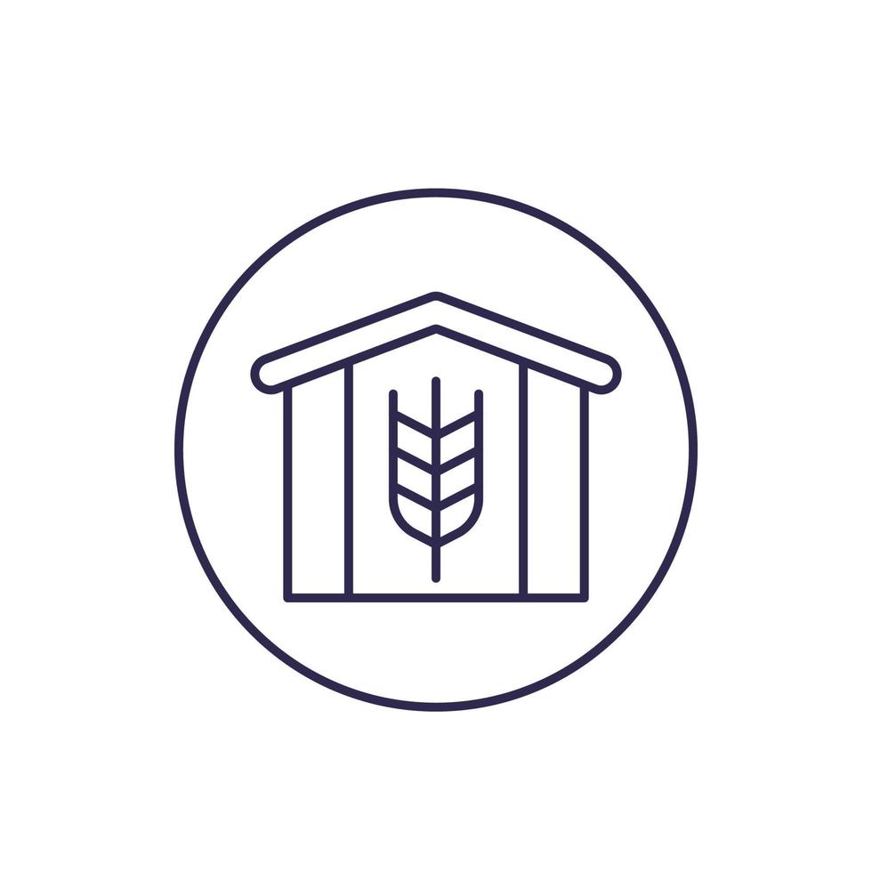 barn with wheat line icon vector