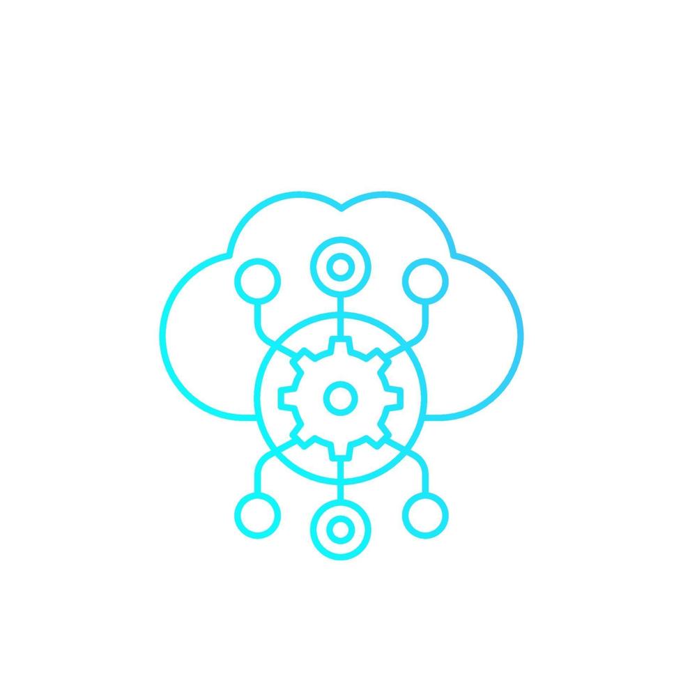 Cloud service settings vector line icon
