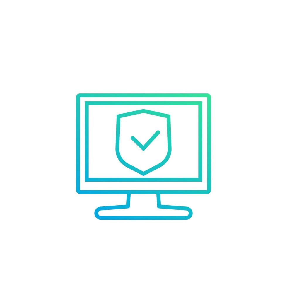 cyber security icon with pc vector