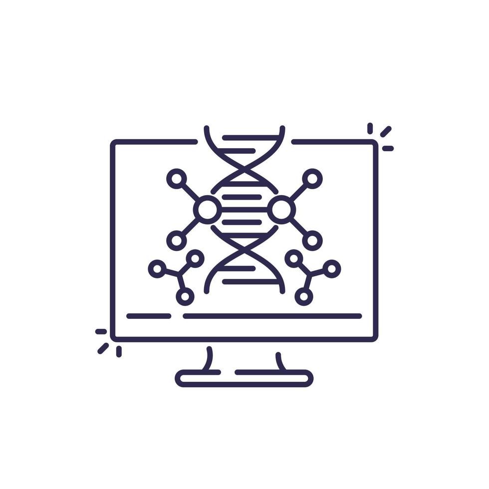 investigación de adn, genética, vector, línea, icono vector