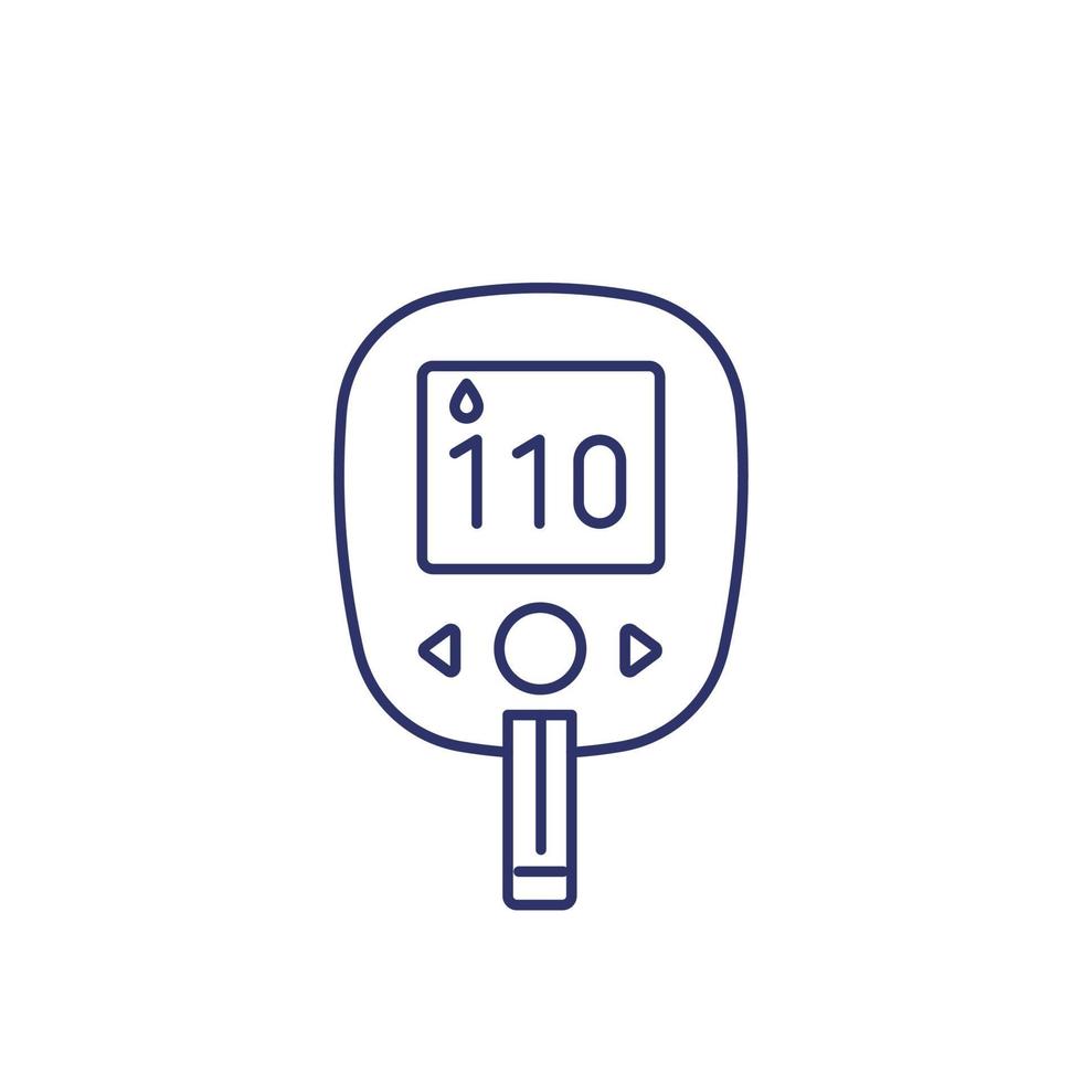 Glucose test, glucometer line icon on white vector