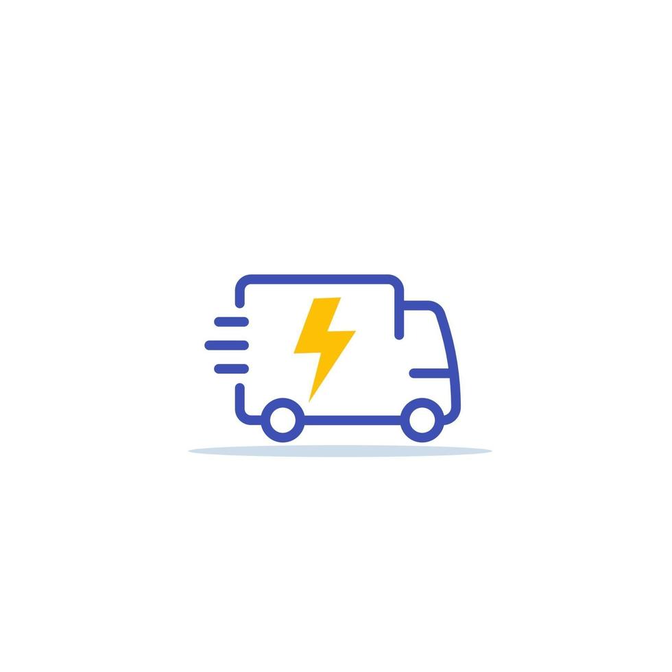 electric van, delivery cargo truck icon vector