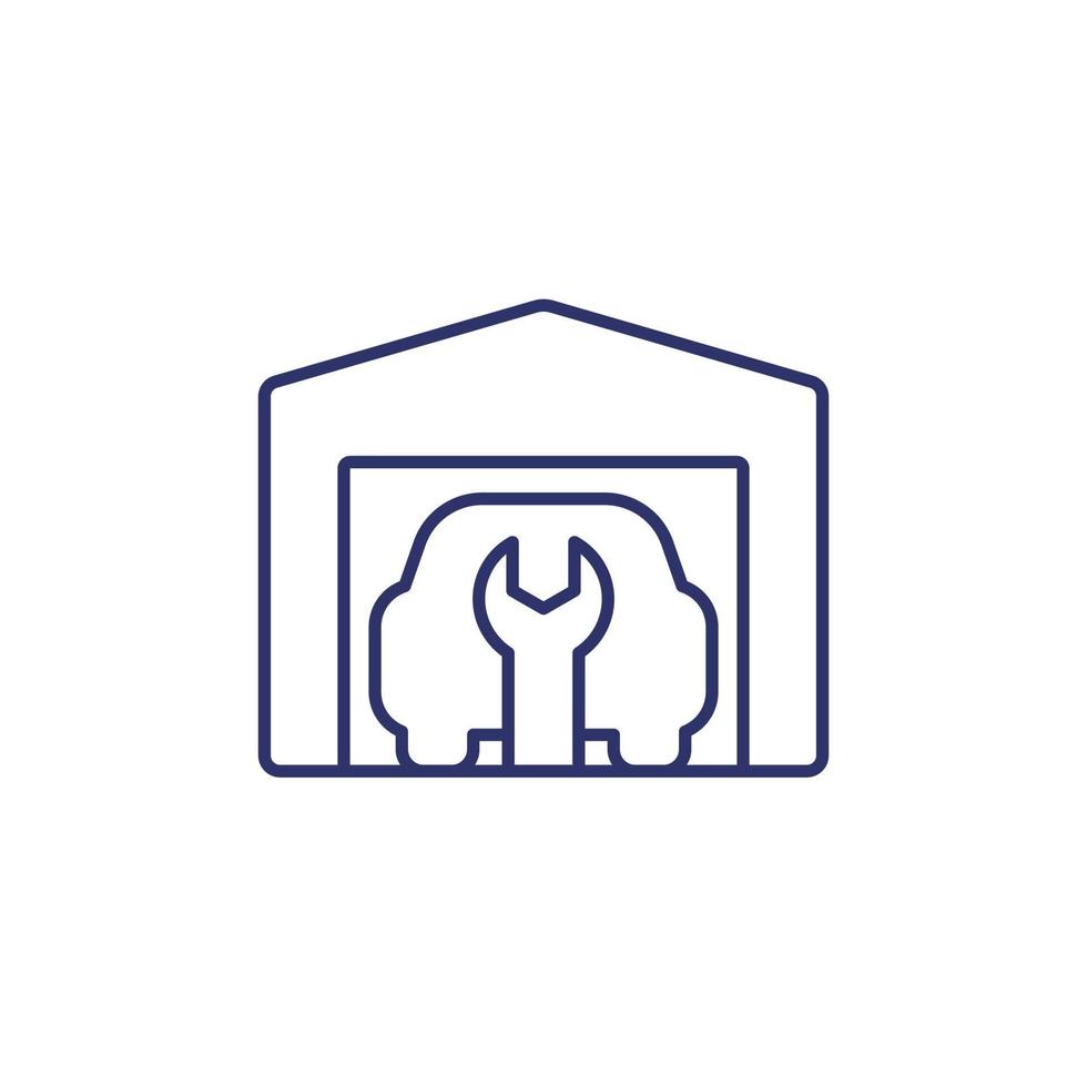 Garage, car repair service line icon vector