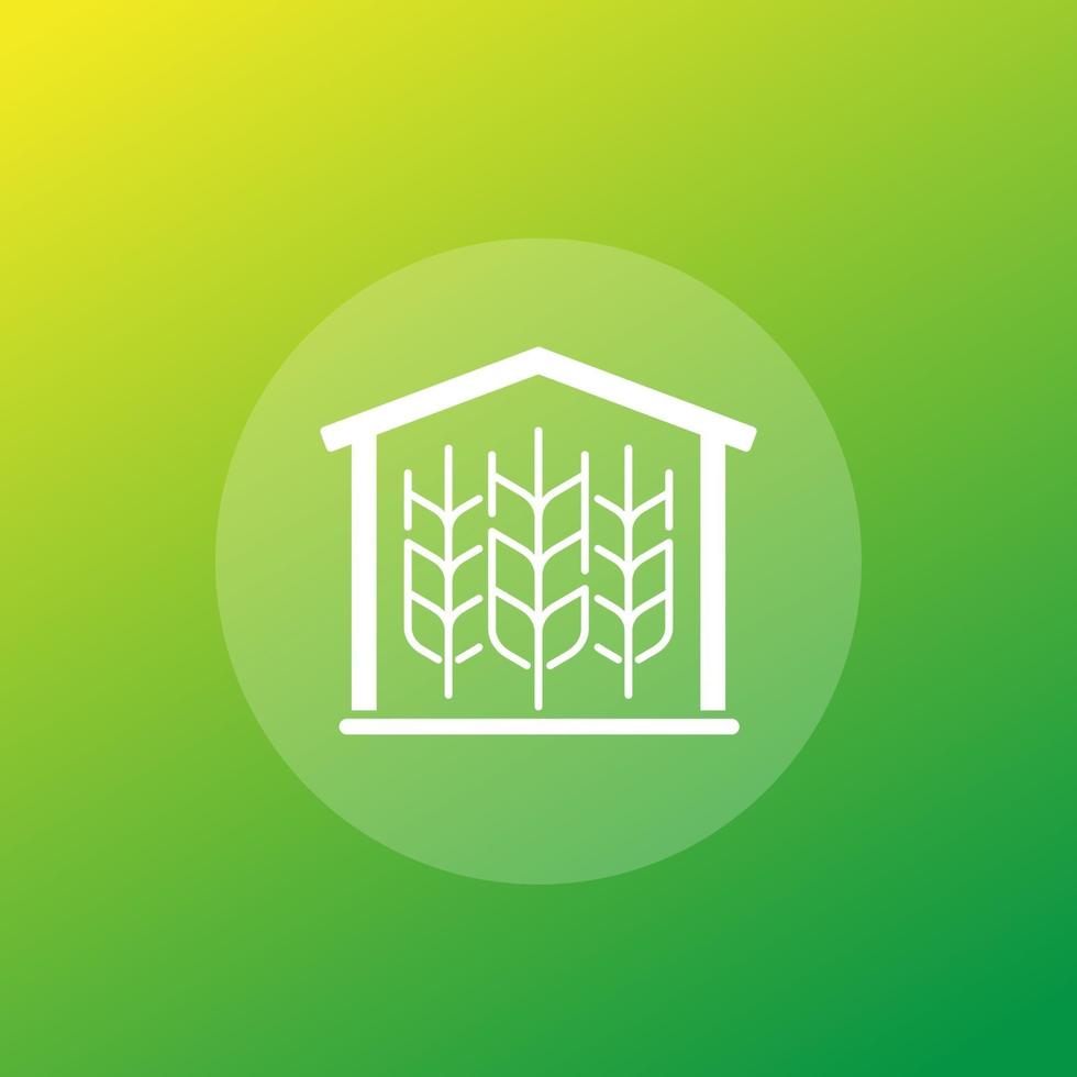 barn with wheat, farming icon vector