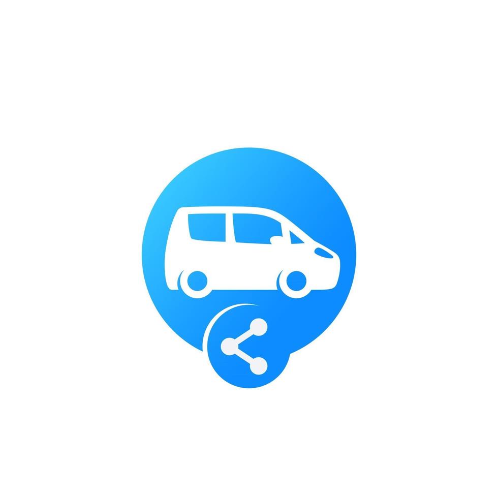 icono de coche compartido para web y aplicaciones, signo de coche y compartir vector