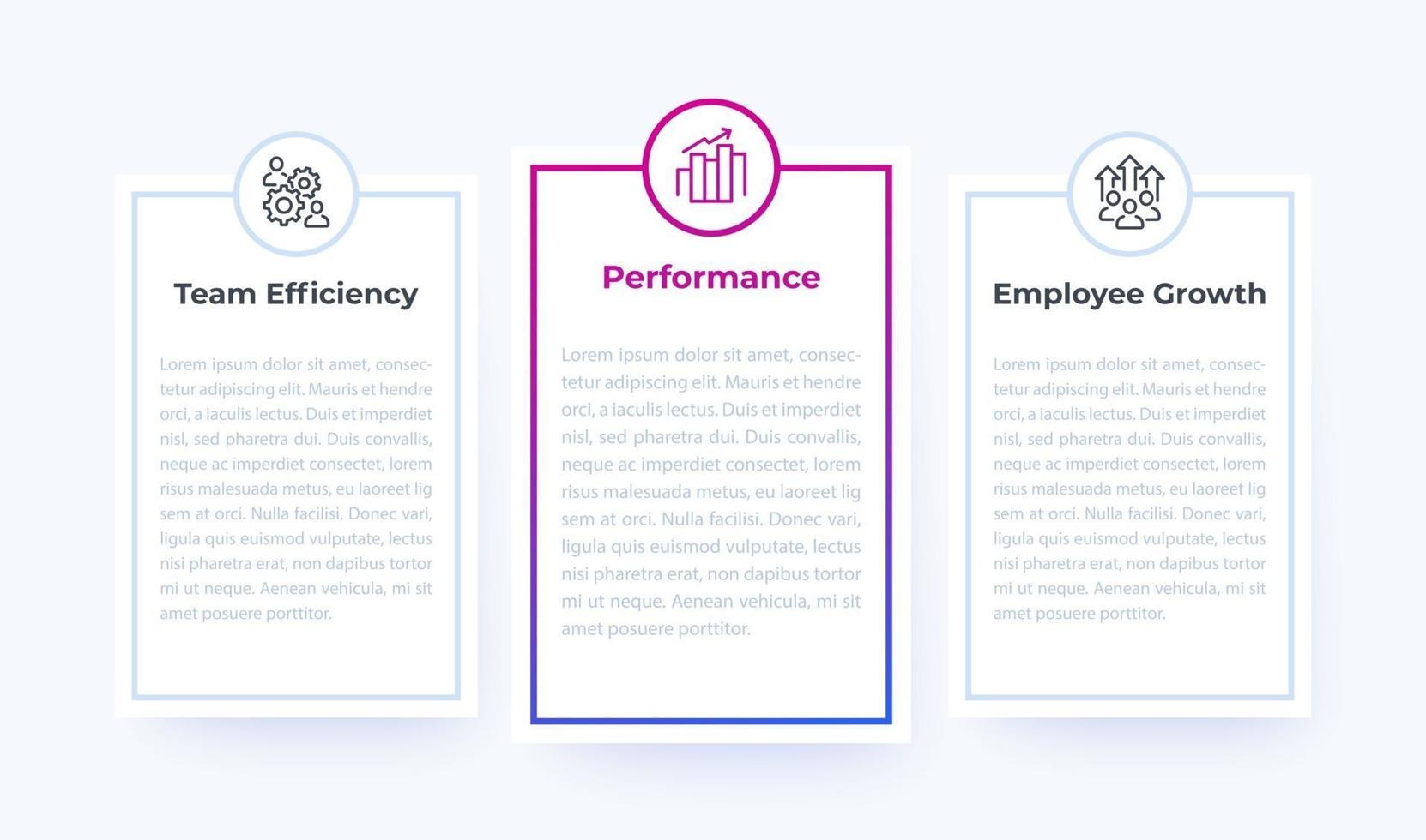 Team efficiency, Performance and Employee Growth banners vector