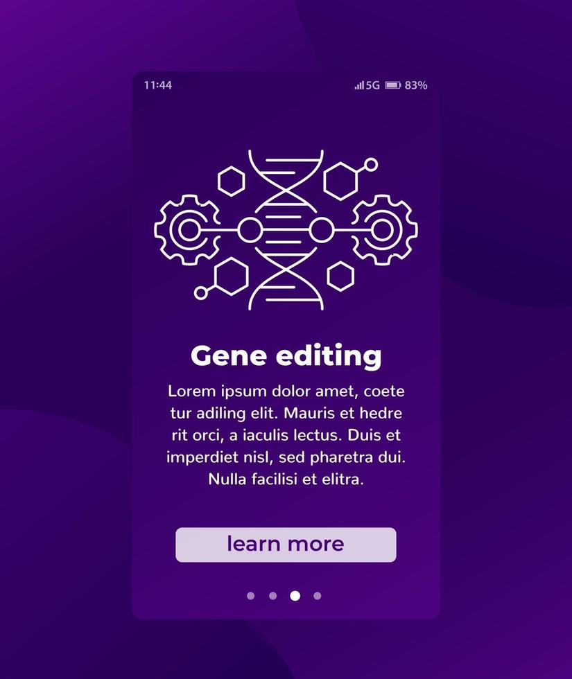 Gene editing mobile app screen design vector