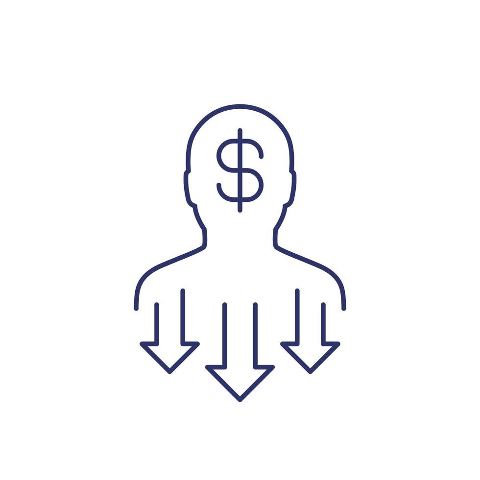 reduce labor cost icon, line vector