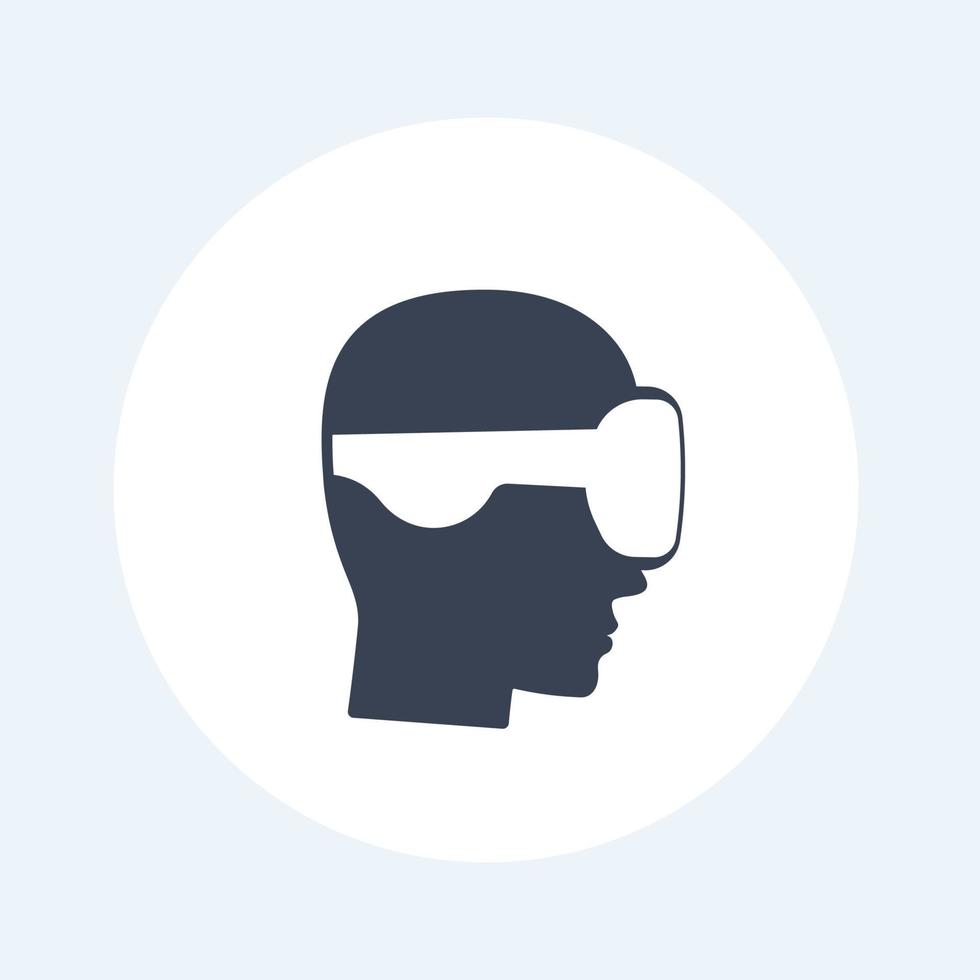 VR helmet, man in virtual reality glasses, headset icon vector