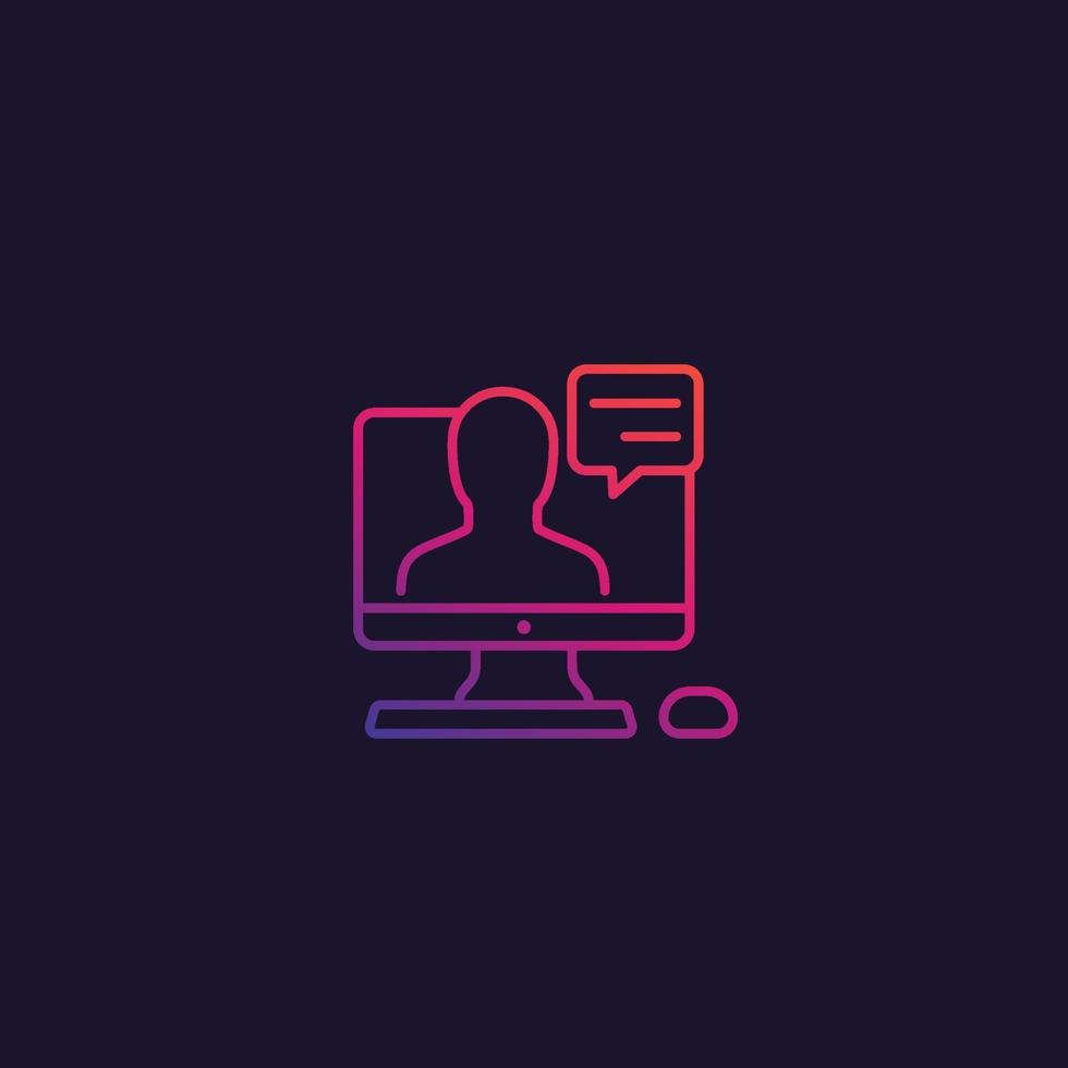 webinar line icon with gradient vector