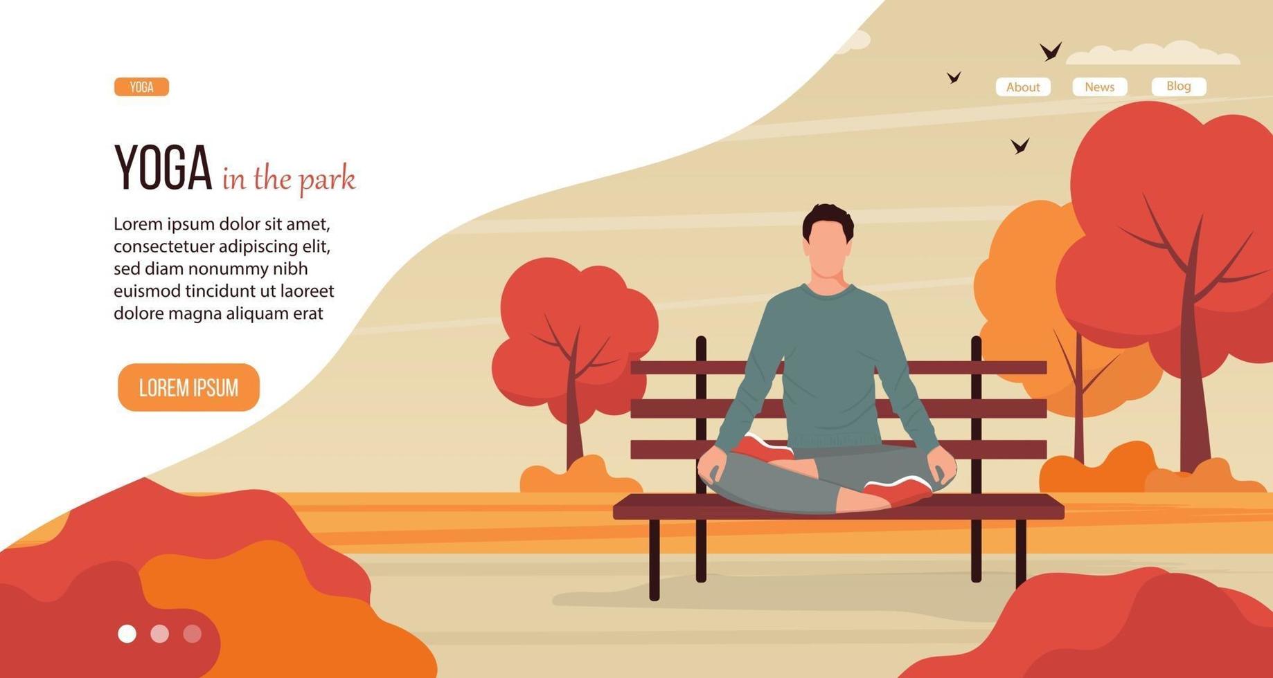 Man practicing yoga at the park vector