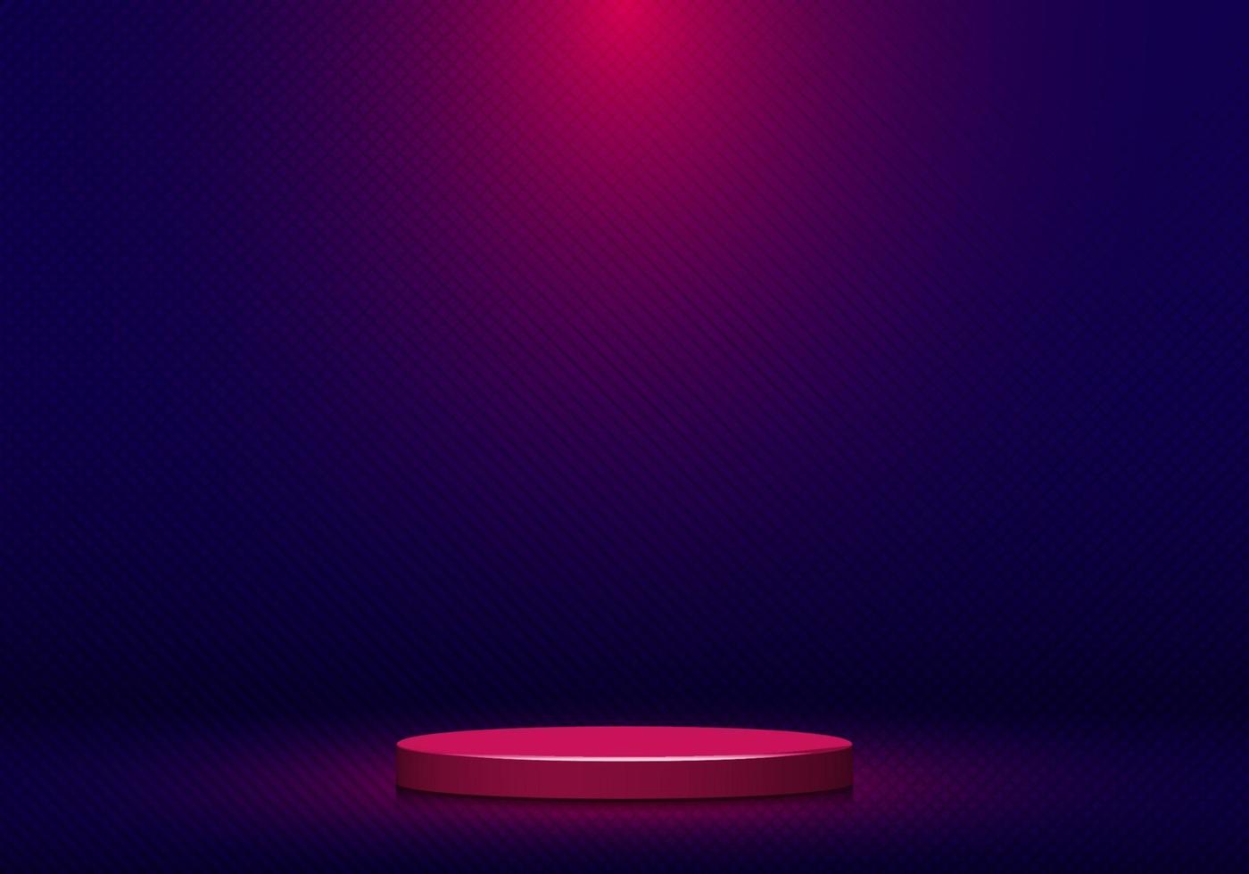 3d pink round shape pedestal with spotlight background vector