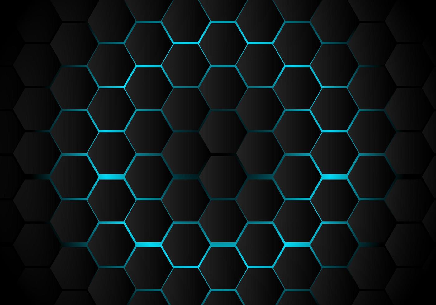 Abstract black hexagon pattern on light blue background technology vector