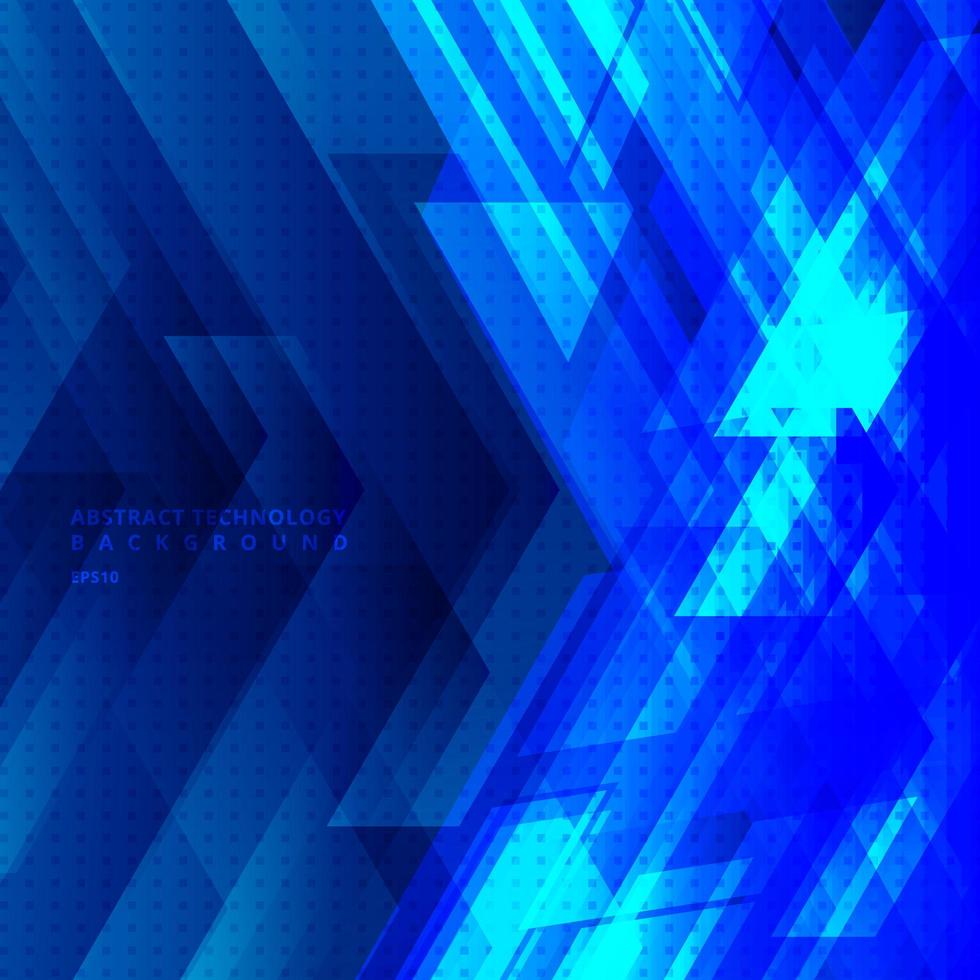 Abstract blue geometric background arrows digital stripes technology vector