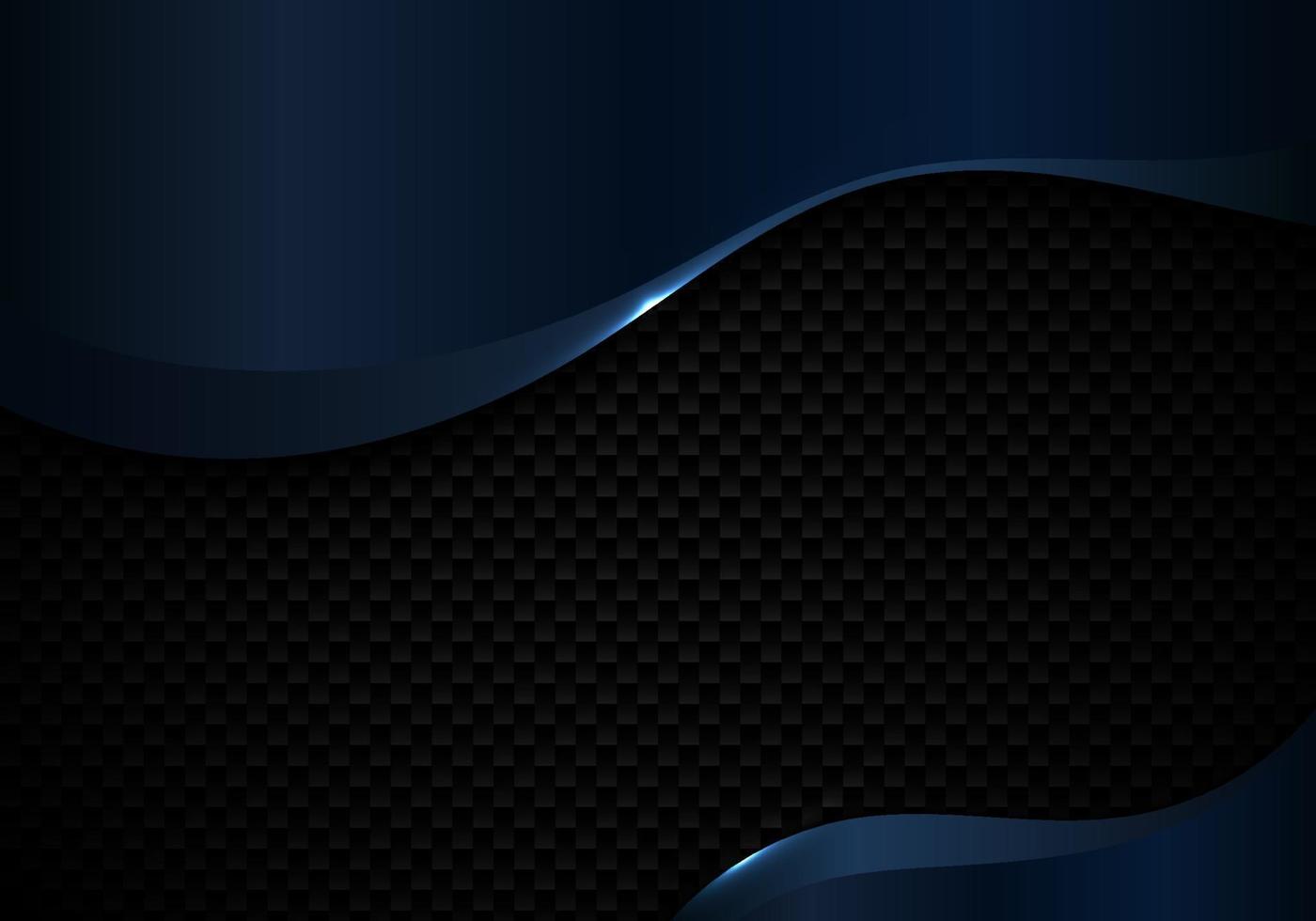 Abstract blue metallic wave shape lighting black background texture vector