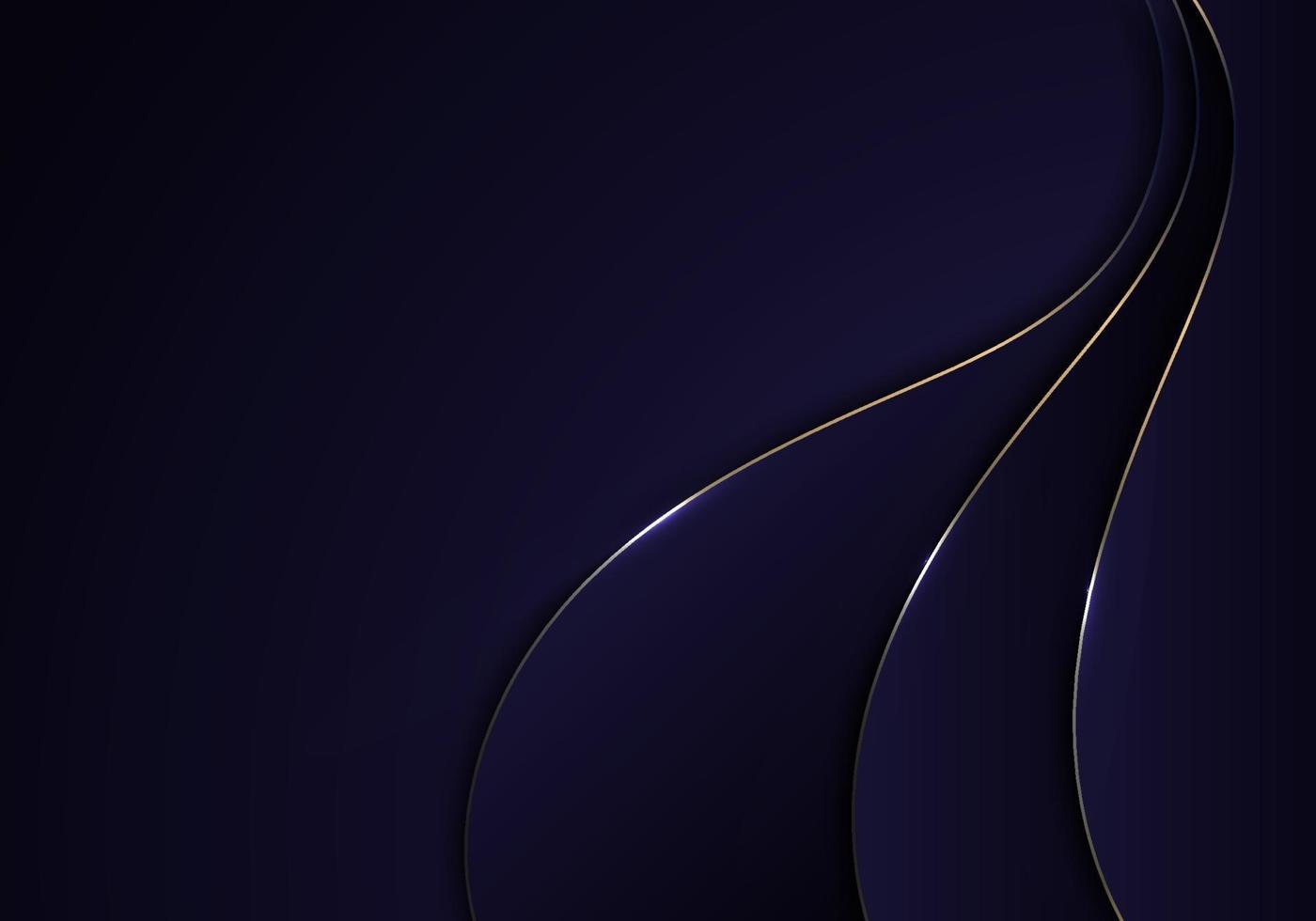 Abstract gold wave line on black background luxury style. vector