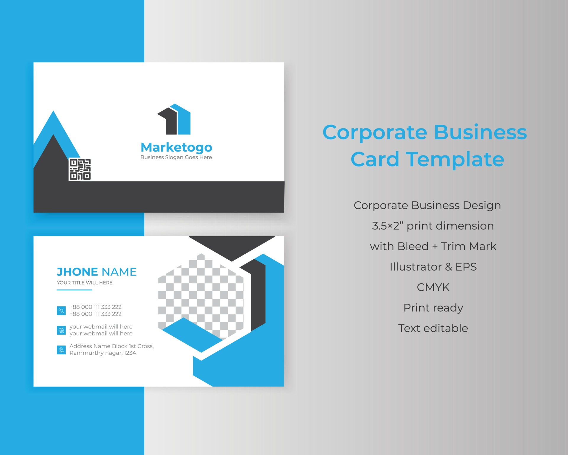 Premium Vector  Print-ready black business card design with