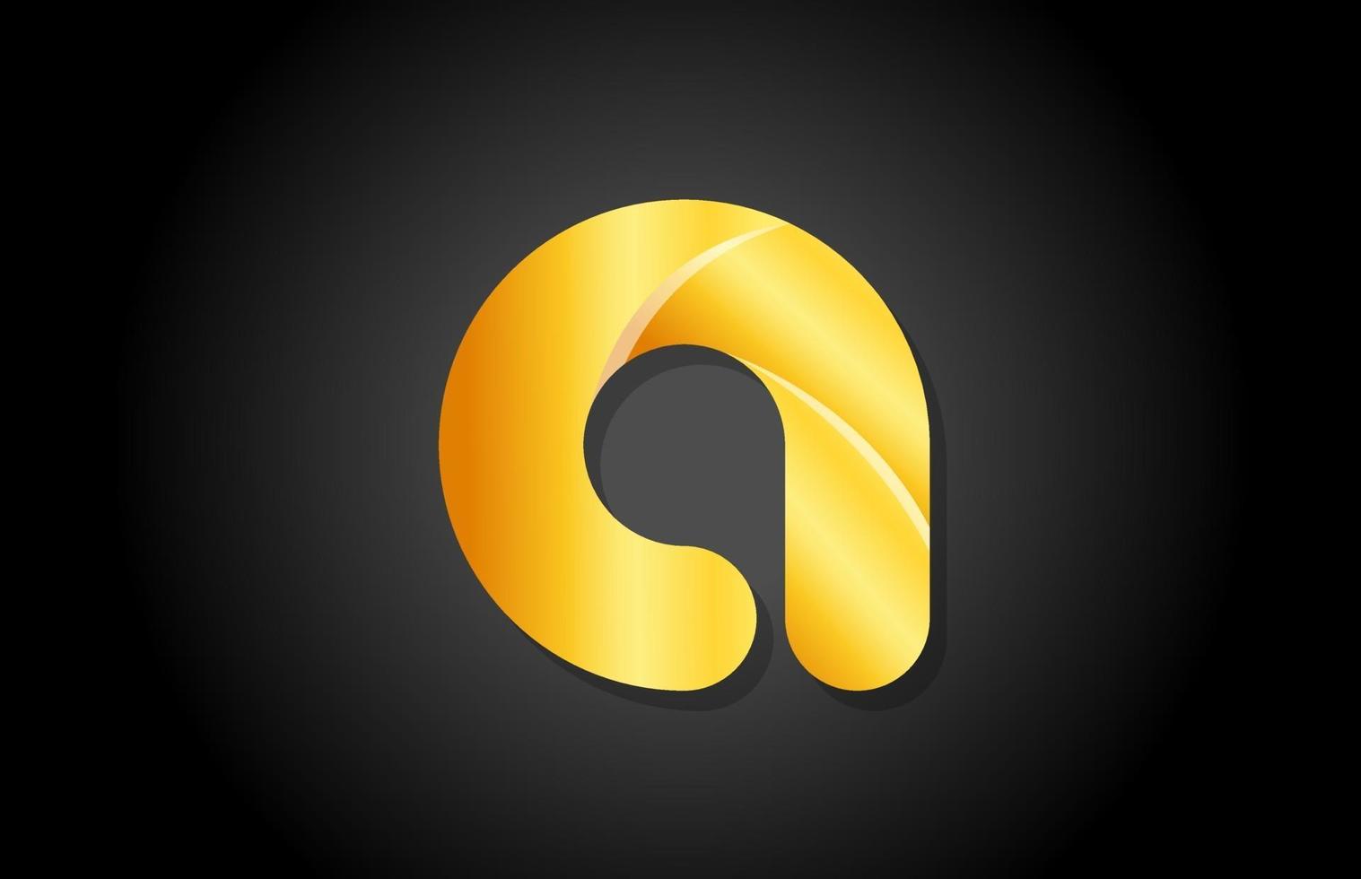 gold golden gradient logo a alphabet letter design icon for company vector