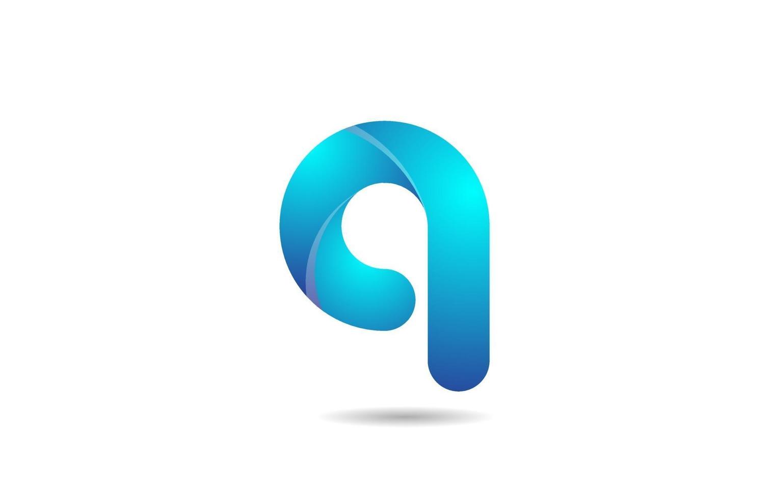 logotipo degradado azul q icono de diseño de letra del alfabeto para empresa vector