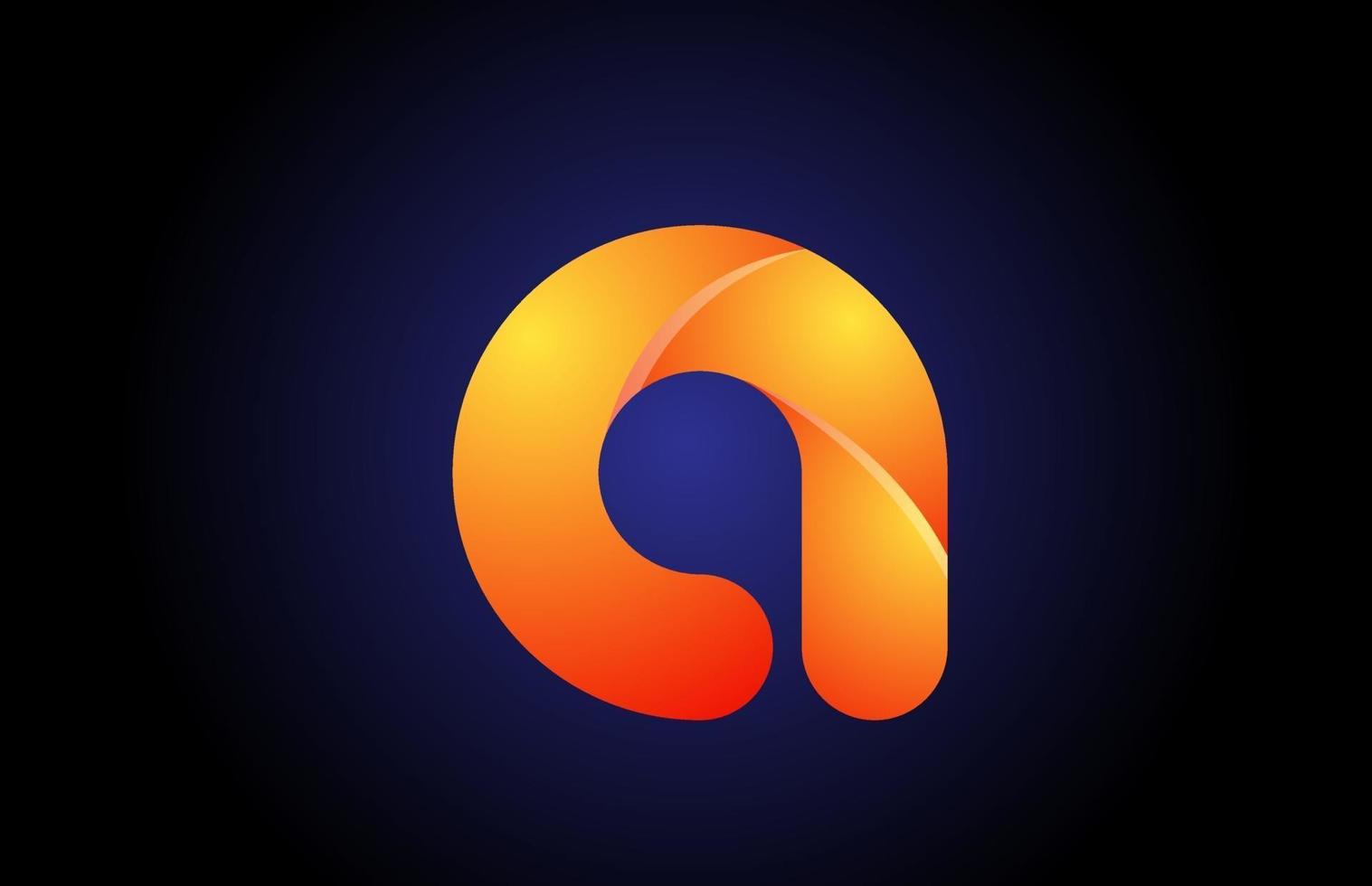 orange blue gradient logo a alphabet letter design icon for company vector