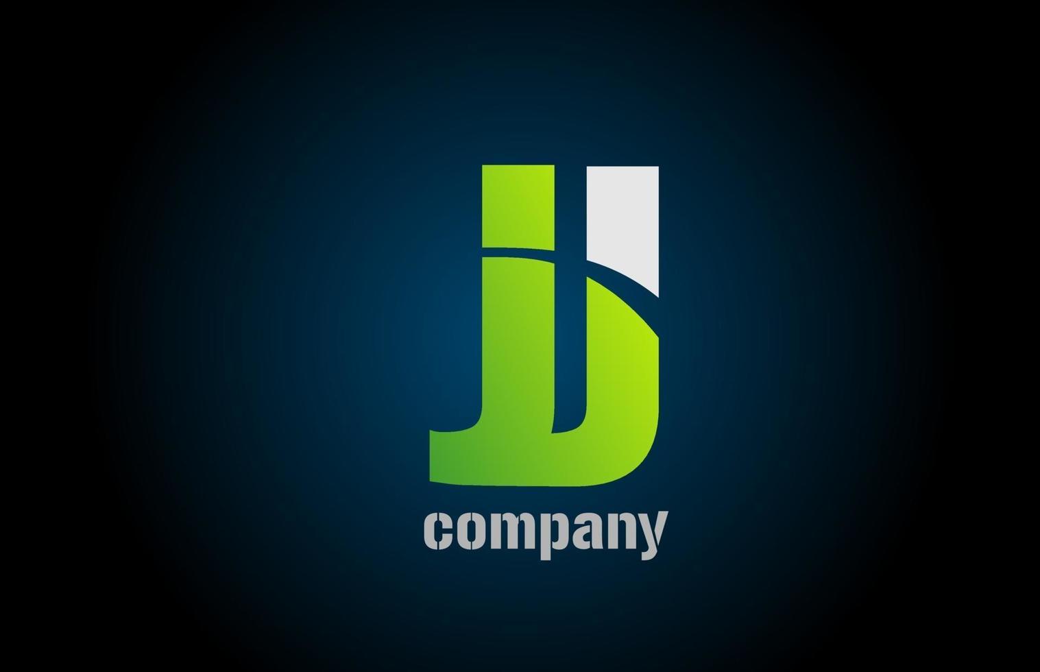 blue green white logo j alphabet letter design icon for company vector