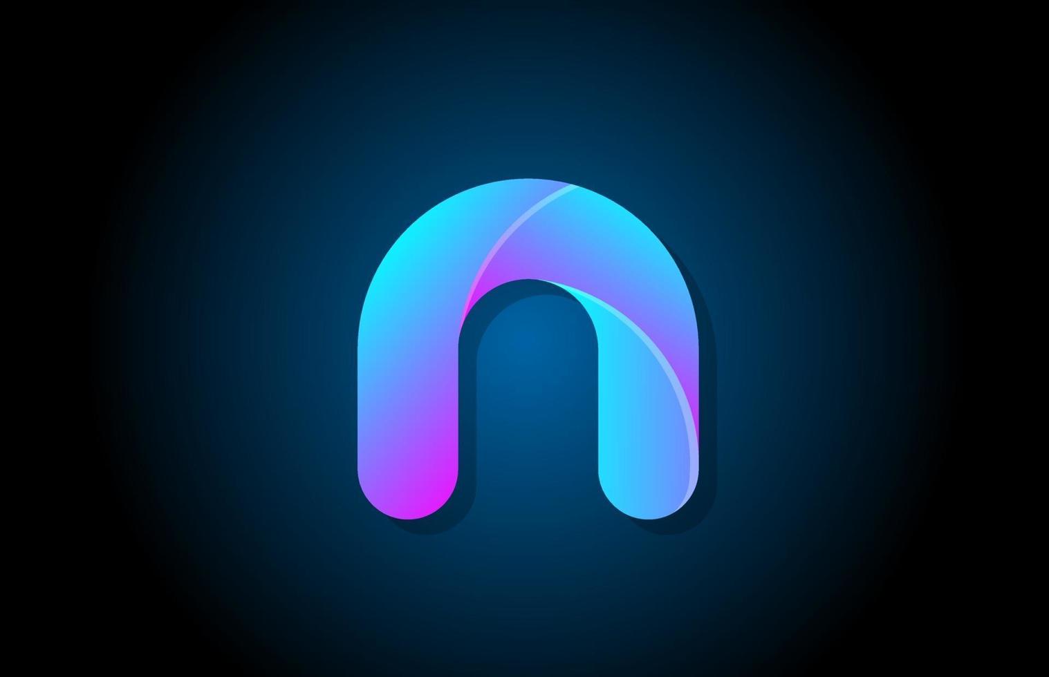 blue gradient logo n alphabet letter design icon for company vector