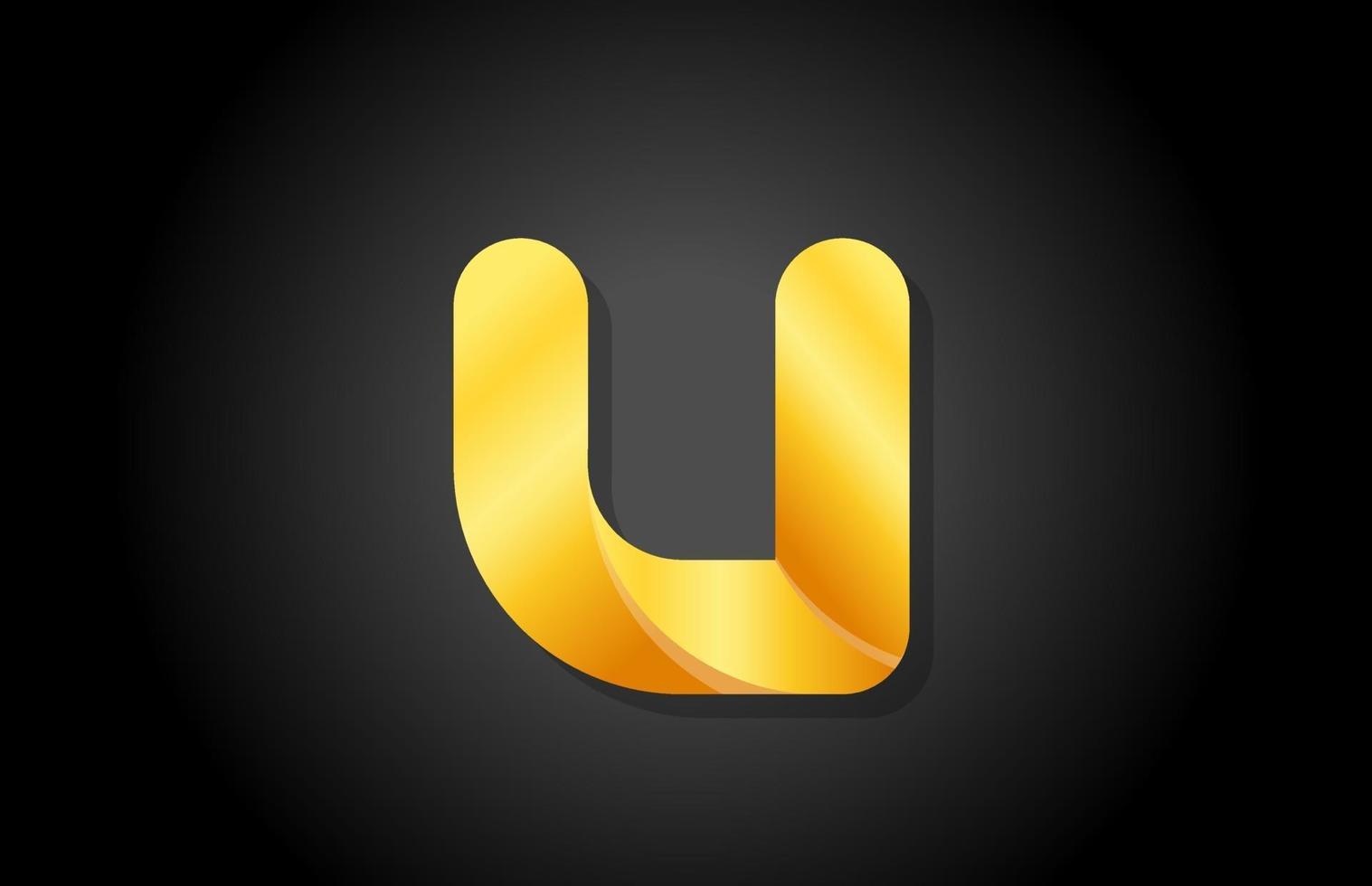 gold golden gradient logo u alphabet letter design icon for company vector
