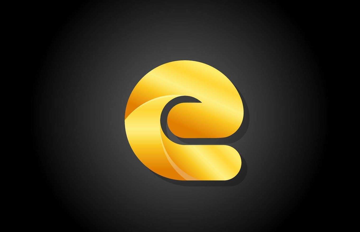 gold golden gradient logo e alphabet letter design icon for company vector