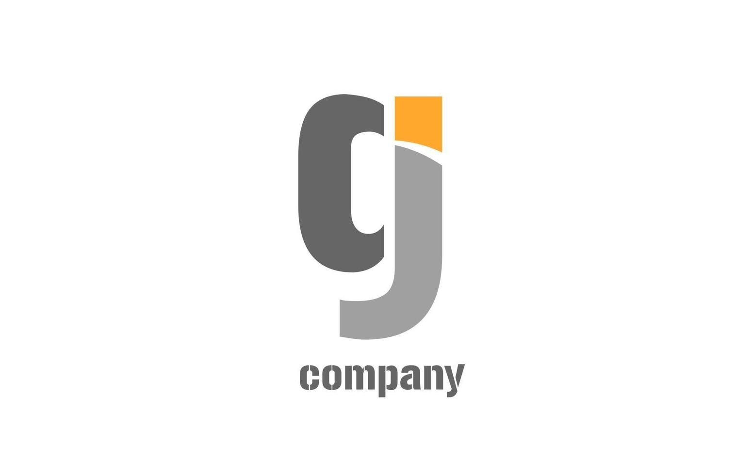 yellow and grey g alphabet logo design icon for business vector