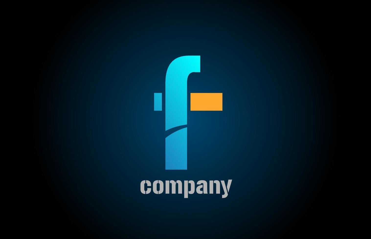 blue and orange logo f alphabet letter design icon for company vector