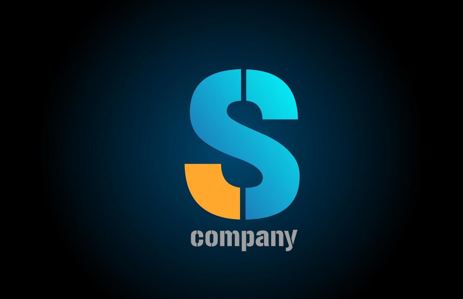 blue and orange logo s alphabet letter design icon for company vector