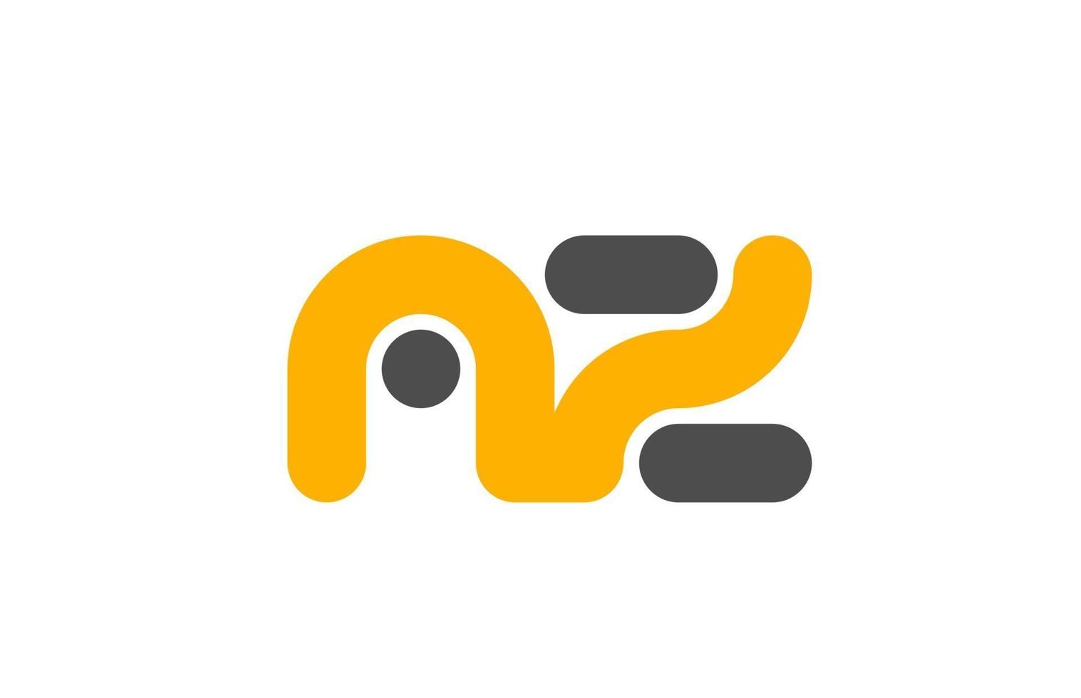 yellow grey combination logo letter AZ A Z alphabet design icon vector